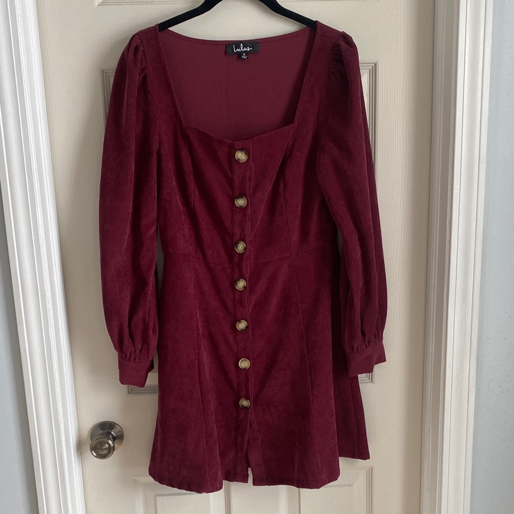 Lulu's Deep Red Long Sleeve Dress